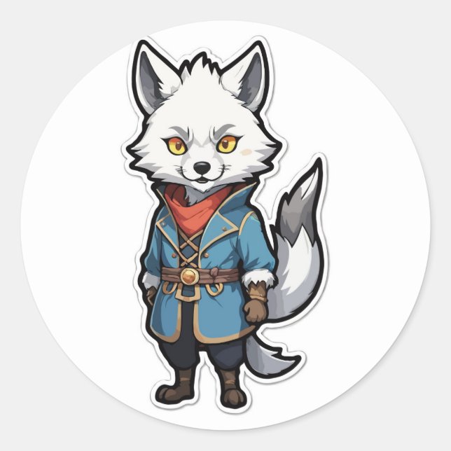 Adventurous Anime Wolf Warrior Sticker (Front)