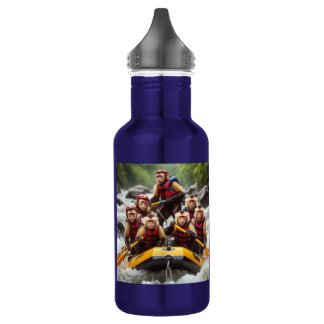 Adventurous Capuchin Monkeys Whitewater Rafting 532 Ml Water Bottle