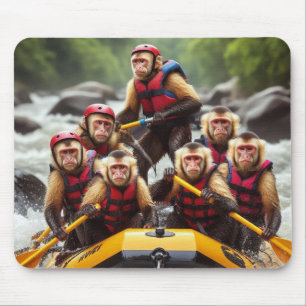 Adventurous Capuchin Monkeys Whitewater Rafting Mouse Pad