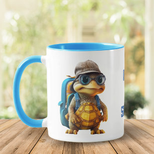 Adventurous Cute Little Turtle with Backpack,  Mug