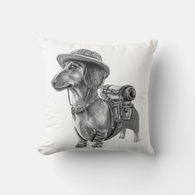 Adventurous dachshund cushion (Front)