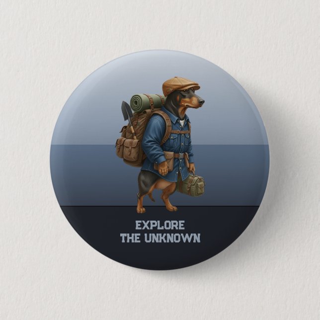 Adventurous Dachshund Hiker Home Is Where My Pack 6 Cm Round Badge (Front)