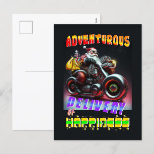 Adventurous Delivery Of Happiness Holiday Postcard