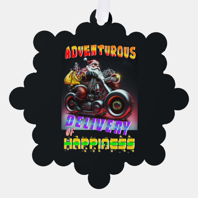 Adventurous Delivery Of Happiness Tree Decoration Card (Front)