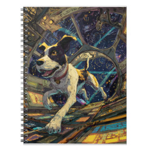Adventurous Dog in Space Illustration Notebook