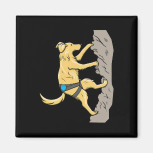 Adventurous Dog Rock Climbing Graphic Outdoor Boul Magnet