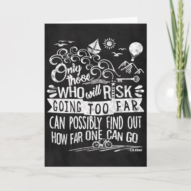 Adventurous Dreamer Motivational Chalk Typography Card (Front)
