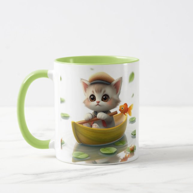 Adventurous Kitten Boat Sweatshirt Mug (Left)