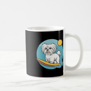 Adventurous Maltese Dog Surfing Funny Surfers Coffee Mug