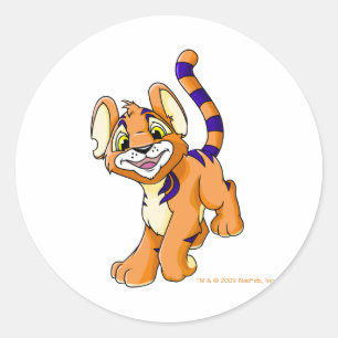 Adventurous orange Kougra Classic Round Sticker