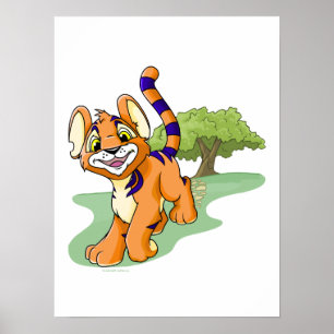 Adventurous orange Kougra on Mystery Island Poster