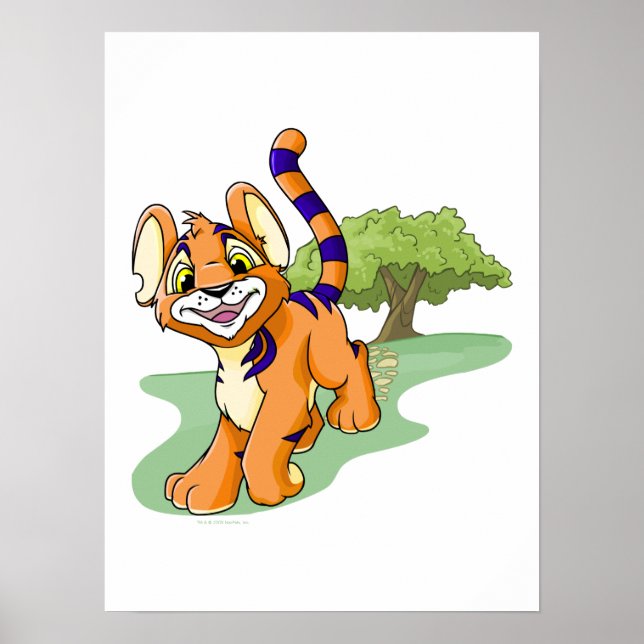 Adventurous orange Kougra on Mystery Island Poster (Front)