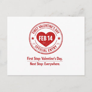 Adventurous Passport Stamp First Valentine Postcard