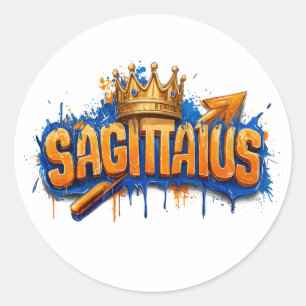 Adventurous Sagittarius Zodiac Graffiti Airbrush Classic Round Sticker