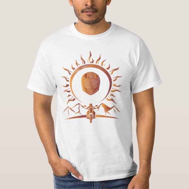 Adventurous Spirit Orange Motorcycle Helmet Sun T-Shirt (Front)