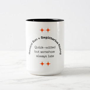 Adventurous Thinker - Gemini Sun, Sagittarius Risi Two-Tone Coffee Mug