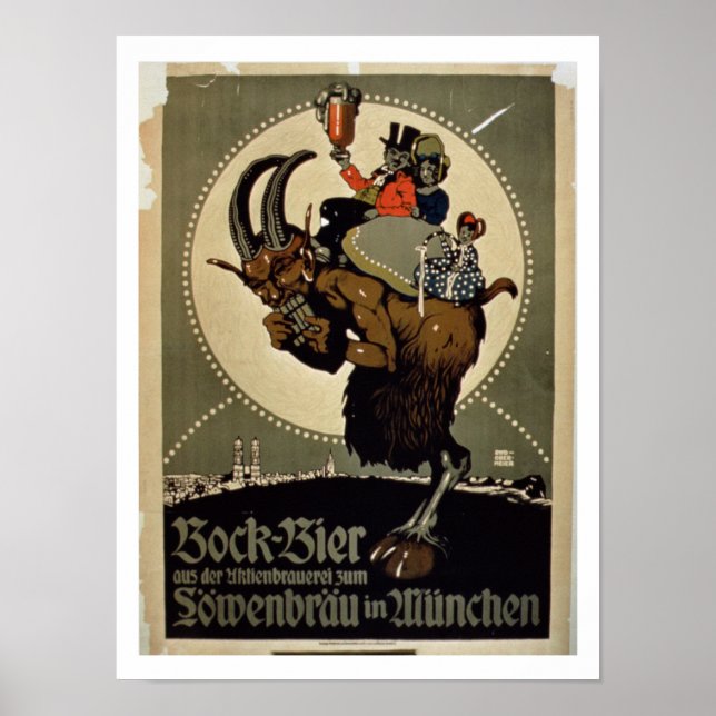Advertisement for 'Bock Beer from Lowenbrau Brewer Poster (Front)