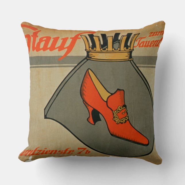 Advertisement for 'Stauf Shoes' (colour litho) Cushion (Front)