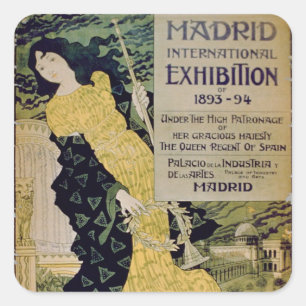 Advertisement for the 'Madrid International Exhibi Square Sticker