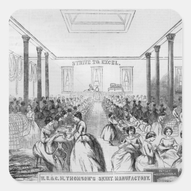 Advertisement for Thomson's Skirt Manufacture Square Sticker (Front)