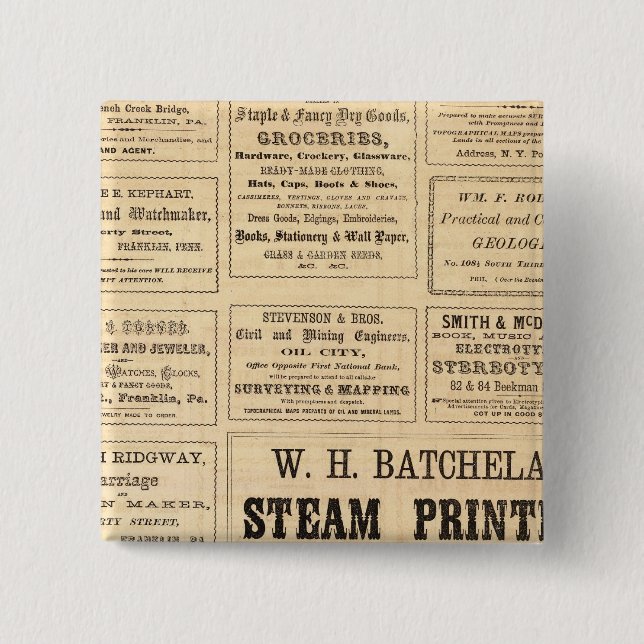 Advertisements for oil 15 cm square badge (Front)