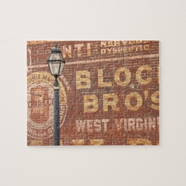 Advertisements on side of building jigsaw puzzle (Horizontal)