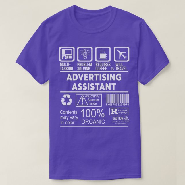 ADVERTISING ASSISTANT NICE DESIGN 2017 T-Shirt (Design Front)