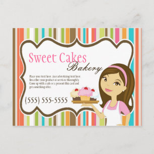 Advertising Card Bakery Brunette Baker Cup Cakes