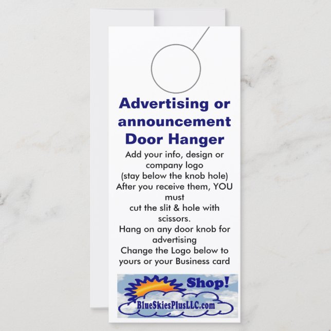 Advertising DOOR HANGER promotion tags (Front)