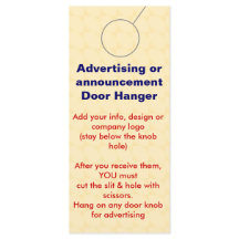 Advertising DOOR HANGER promotion tags