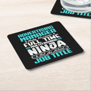 Advertising Manager Job Title Profession Skills Square Paper Coaster