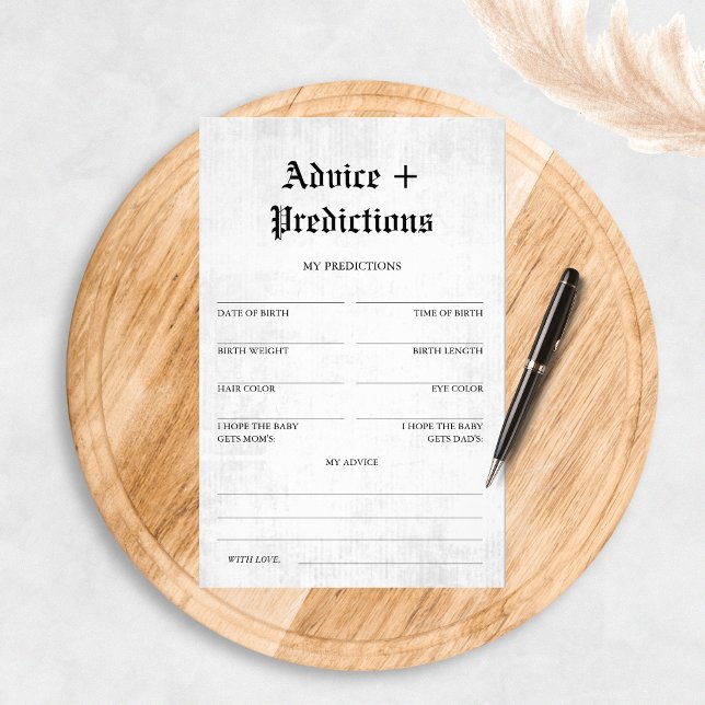 Advice and Predictions Baby Shower Game Newspaper Flyer (Creator Uploaded)