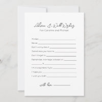 Advice and Well Wishes - Bridal Shower Game