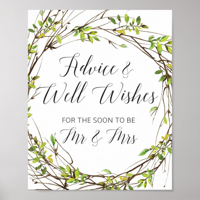 Advice and Well Wishes for the Mr and Mrs Poster (Front)