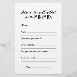 Advice and Well Wishes for the Mr&Mrs Card