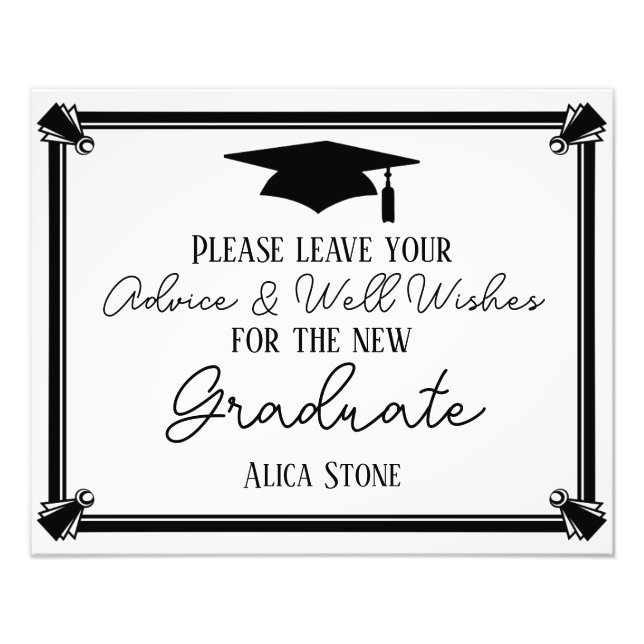 advice and well wishes graduation party sign (Front)