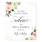 Advice and Well Wishes Sign Blush Pink Floral