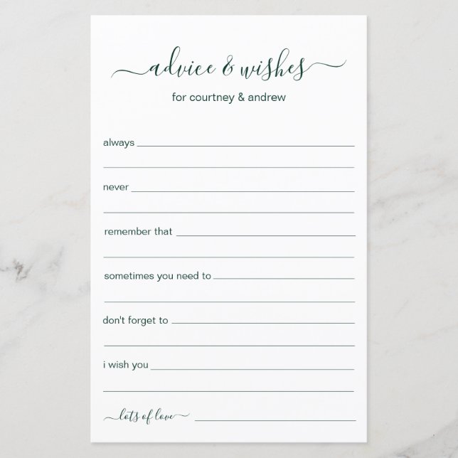 Advice and Wishes (Front)
