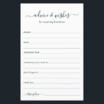 Advice and Wishes<br><div class="desc">These simple, teal and white, modern, minimal, handwritten script Advice & Wishes sheets are perfect to have bridal shower, rehearsal dinner or wedding guests fill out for the happy couple. People will love having the prompts - they make it so easy to leave loving words of advice and well wishes....</div>