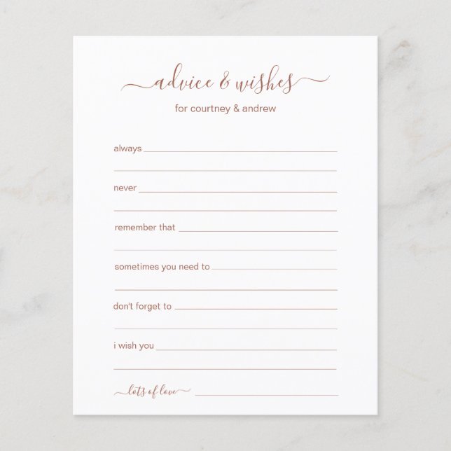 Advice and Wishes (Front)