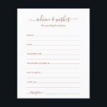 Advice and Wishes<br><div class="desc">These simple, terracotta and white, modern, minimal, handwritten script Advice & Wishes sheets are perfect to have bridal shower, rehearsal dinner or wedding guests fill out for the happy couple. People will love having the prompts - they make it so easy to leave loving words of advice and well wishes....</div>