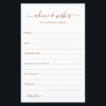 Advice and Wishes<br><div class="desc">These simple, terracotta and white, modern, minimal, handwritten script Advice & Wishes sheets are perfect to have bridal shower, rehearsal dinner or wedding guests fill out for the happy couple. People will love having the prompts - they make it so easy to leave loving words of advice and well wishes....</div>