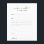Advice and Wishes<br><div class="desc">These simple, eucalyptus green and white, modern, minimal, handwritten script Advice & Wishes sheets are perfect to have bridal shower, rehearsal dinner or wedding guests fill out for the happy couple. People will love having the prompts - they make it so easy to leave loving words of advice and well...</div>