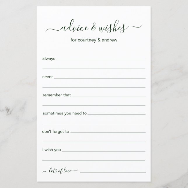 Advice and Wishes (Front)
