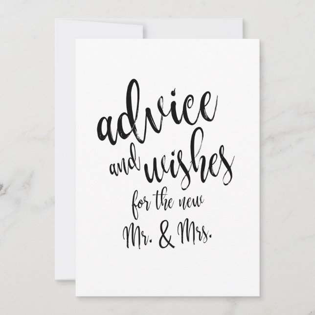 Advice and Wishes Affordable Wedding Sign Invitation (Front)