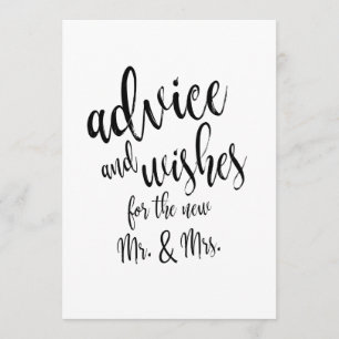 Advice and Wishes Affordable Wedding Sign Invitation