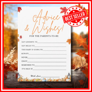 ADVICE AND WISHES Baby Shower Game LITTLE PUMPKIN Invitation