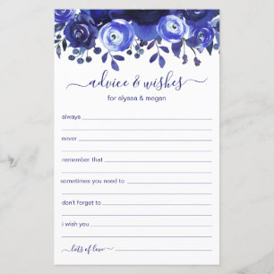 Advice and Wishes Blue Floral LGBTQ Wedding