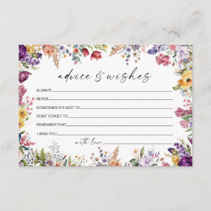 Advice And Wishes Bridal Shower Floral Game Enclosure Card