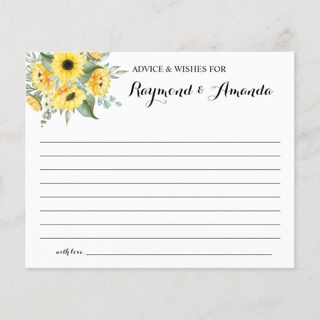 Advice and Wishes for Couple Bridal Shower card (Front)